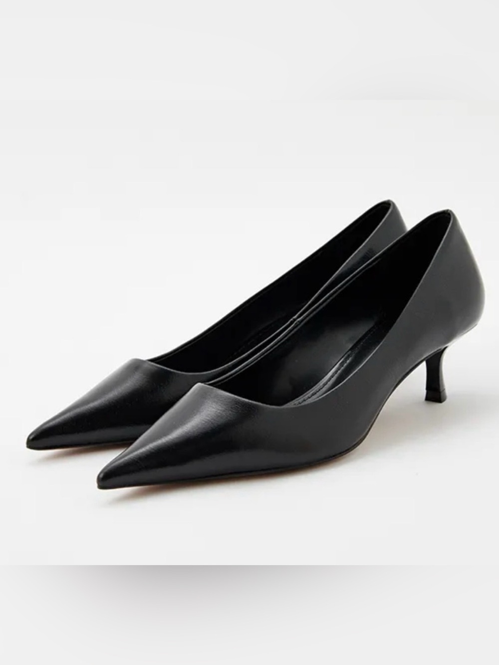 NEW MANGO MNG BLACK KITTEN HEEL SHOES HEELS SZ 35 US 5